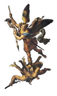 St. Raphael: Michael subdues a demon.